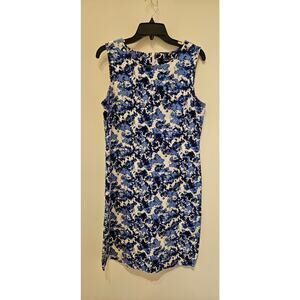 Chadwicks of Boston Sleeveless Sheath Dress Size 10‎ Blue White Floral Print